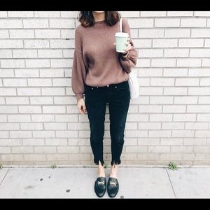 Brown Sweater with Puffy Sleeves
